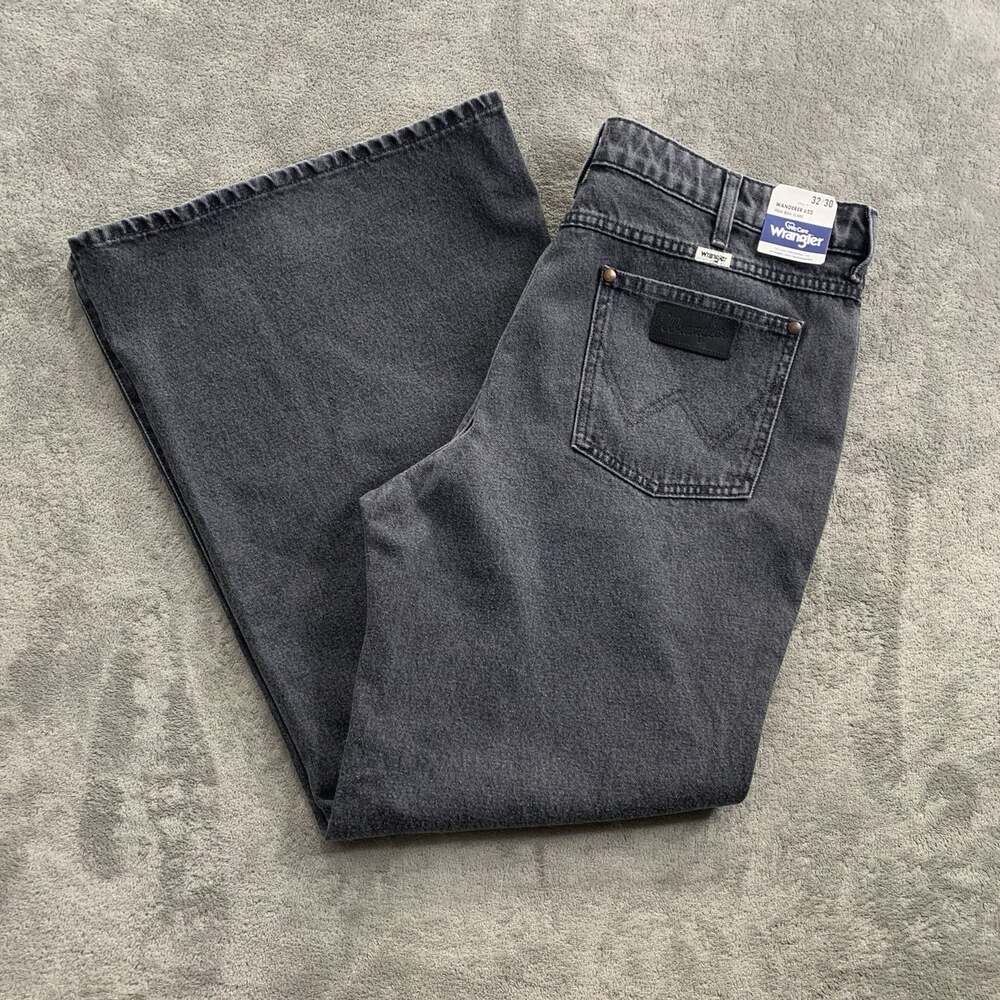 Wrangler Wanderer High Rise Flare Jeans Women 32x30 Black Distressed Heart Patch